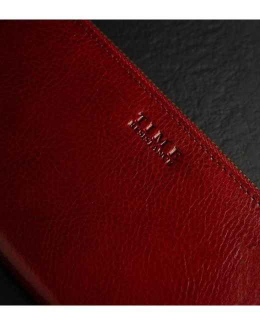 Time Resistance Red Leather Continental Wallet