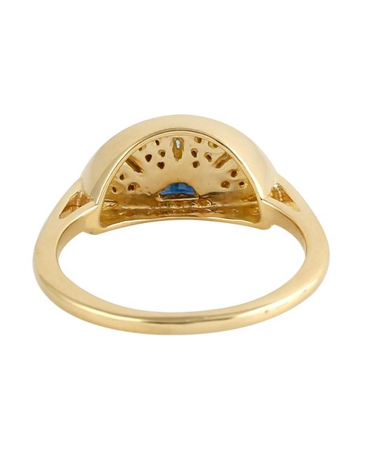 Artisan Metallic 18K Diamond & Gemstone Half-Moon Ring