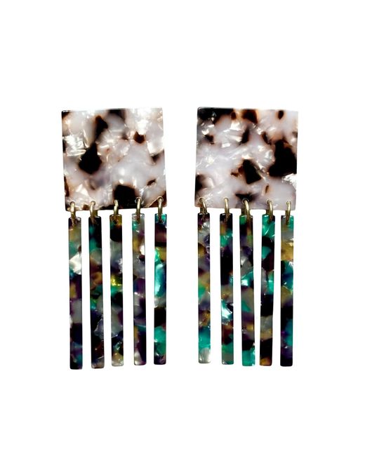 CLOSET REHAB Multicolor Square Fringe Earrings