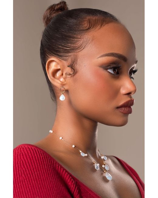 Katy Faye Metallic Neutrals Vida Moonstone Earrings