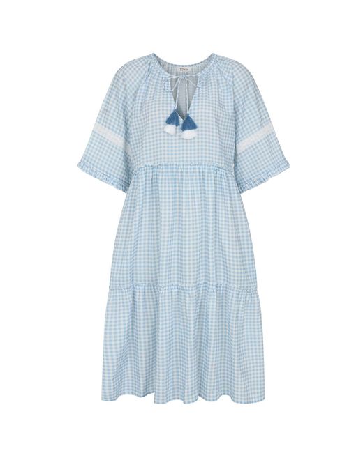 Luella Fashion Blue Neutrals Nimes Cotton Gingham Dress
