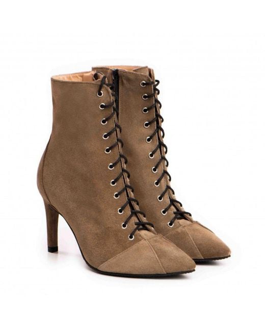 The 5Th Element Brown Neutrals Daria Taupe Mid-Ankle Slim Boots
