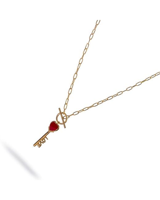 Ebru Jewelry Metallic Key To Love Enamel Necklace