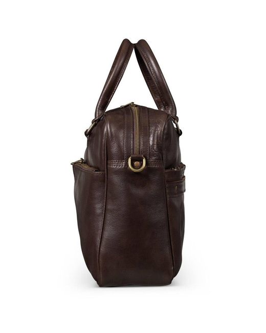 Hides Leather Co. Brown Handmade Leather Briefcase, Slim Laptop Messenger With Shoulder Strap for men