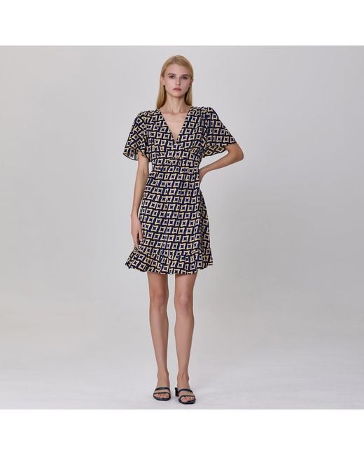 Smart and Joy Black Fit-And-Flare Graphic Print Short Dress