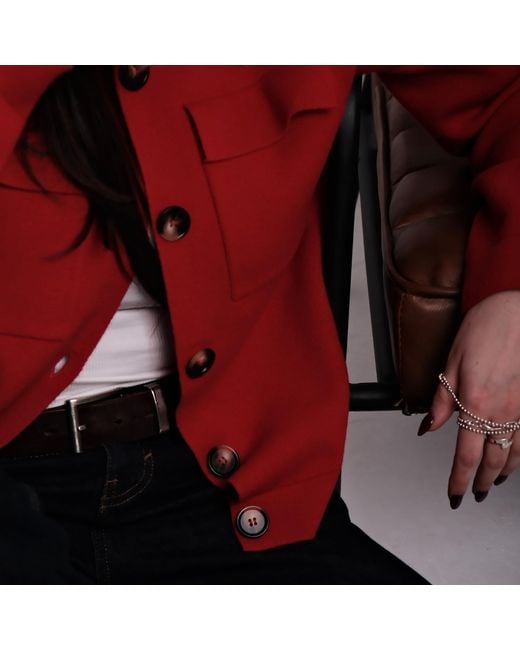 Porridge Knitwear Red Wool Rebecca Jacket
