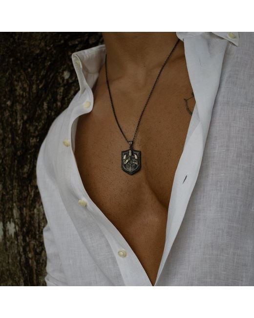 Ebru Jewelry White Shield Of Honor Sterling Necklace for men
