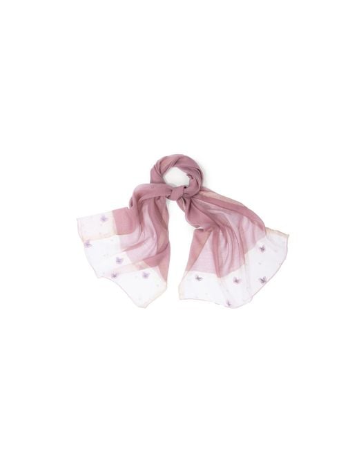 Saachi Pink Butterfly Detail Silk Scarf