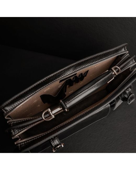 Time Resistance Black Leather Large Satchel Bag Briefcase for men