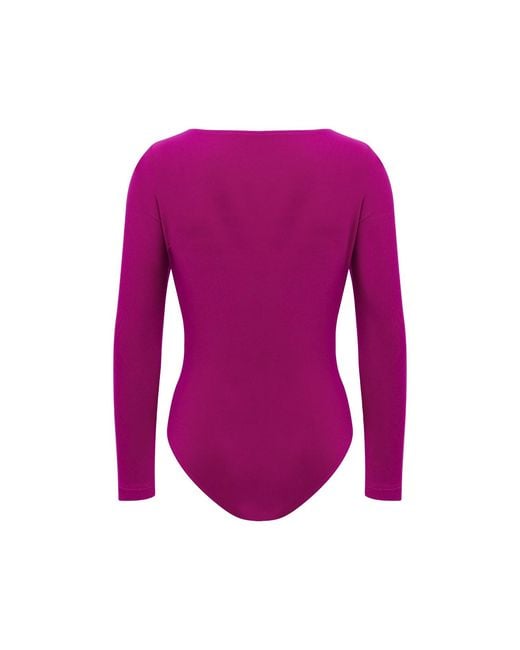 Maan Istanbul Purple Drape Deep Collar Bodysuit