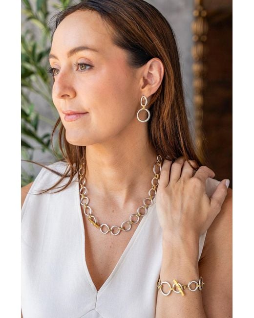 Loni Paul Jewelry Metallic Mixed Metal Sculpted Circle Earrings