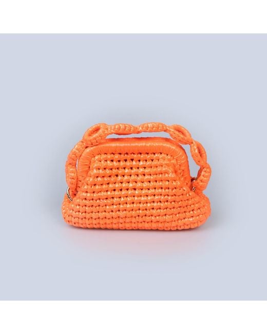 Sibylla Delphica Orange Mini Metallic Crochet Clutch Bag