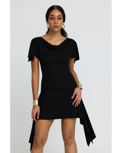 Why Mary Black Athena Asymmetrical Backless Mini Dress