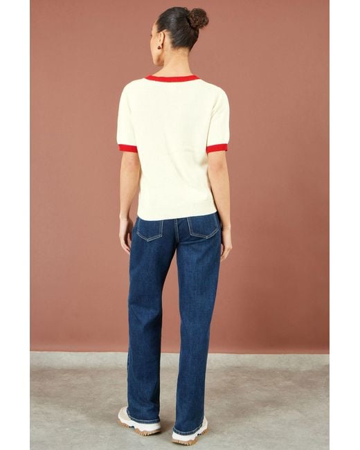 Yumi' Natural Ivory Cherry Cotton Knitted Top