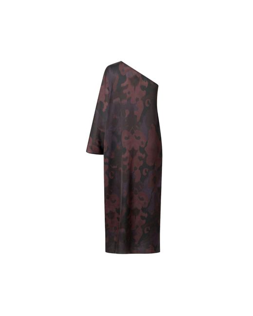 Juan Avellaneda X Seeiou Purple Burgundy Printed With One Shoulder Dress Loulou