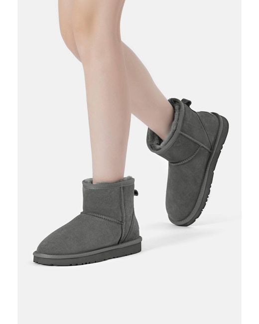 EverAu Australia Gray Ostrich Leather Short Boots