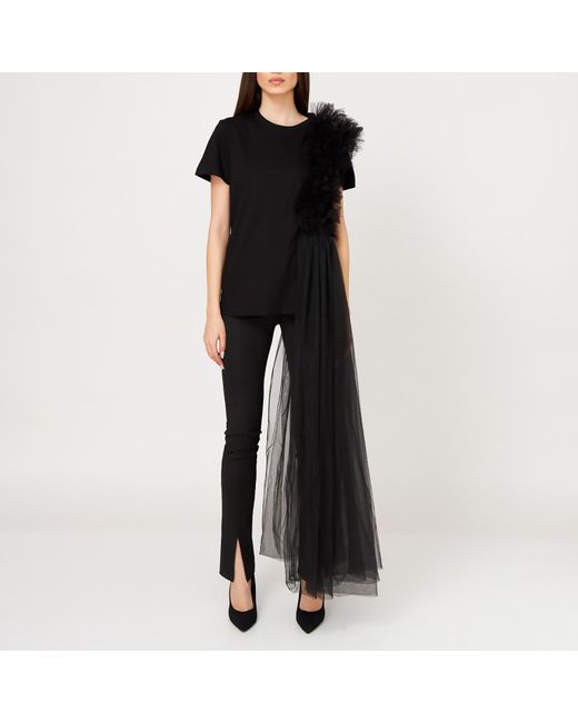 LIA ARAM Black Layered Tulle Tee