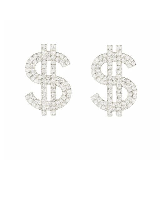 Maison De Gala Metallic Iconic Dollar Crystal Statement Earrings