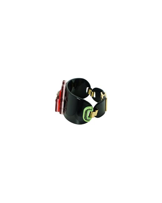 Gissa Bicalho Black Handmade Acrylic Bracelet Scarab