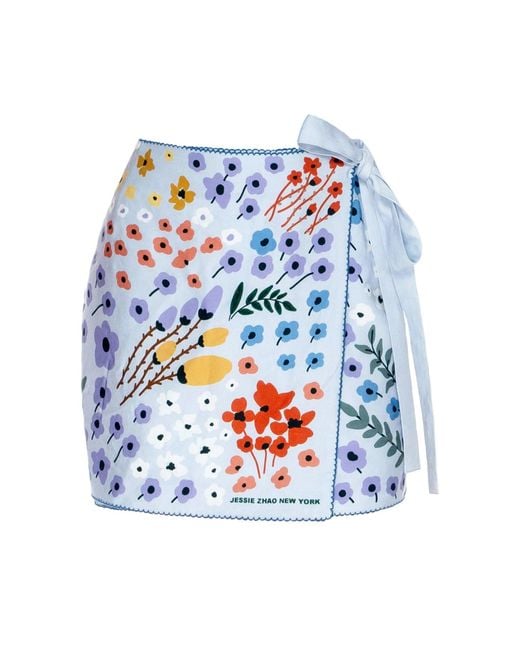 Jessie Zhao New York Blue Swim Cover Up Skirt- Garden