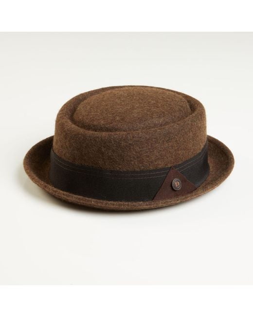 Dasmarca Hats Brown Quintin Bitter Felt Oval Crown Porkpie Hat for men
