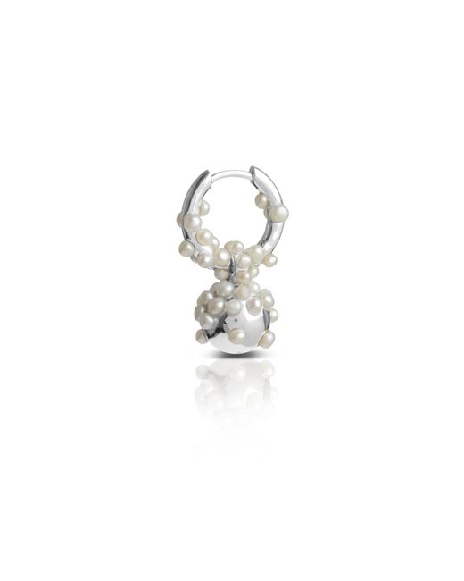 Kasun White Pearl Droplet Hoop Earring