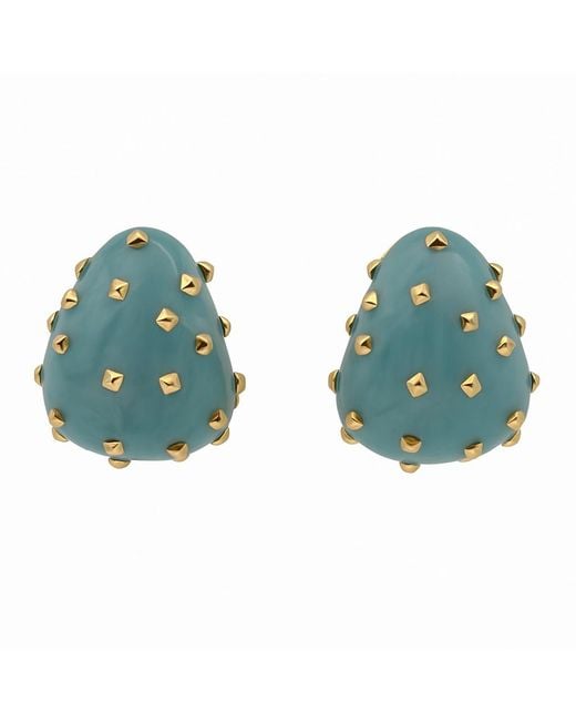 Michael Nash Jewelry Blue Maristella Aqua Studded Resin Pierced Hoop Earrings