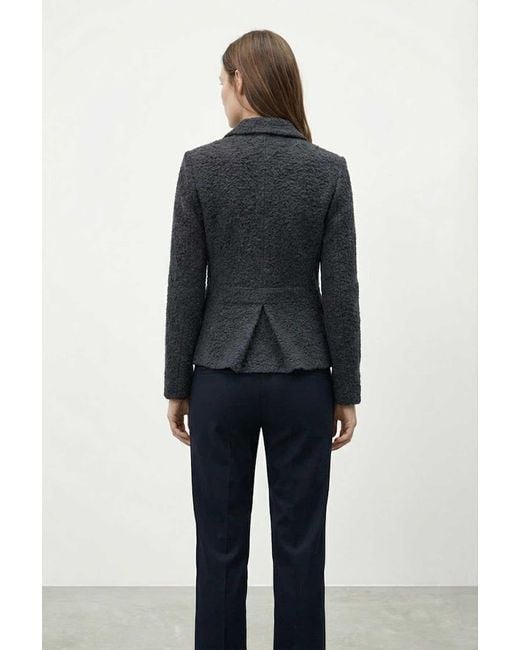 Conquista Black Charcoal Textured Tailored Blazer With Classic Lapel