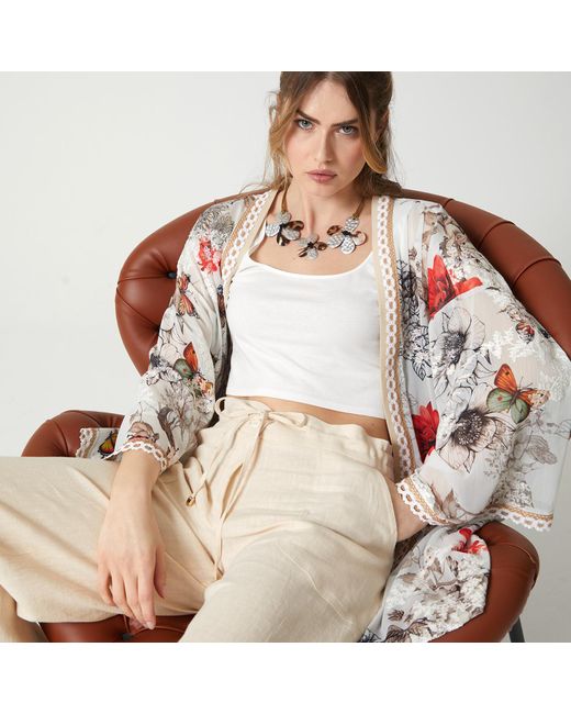 Lalipop Design Natural Neutrals Sequin-Embellished Hem Detailed Cropped Linen Pants