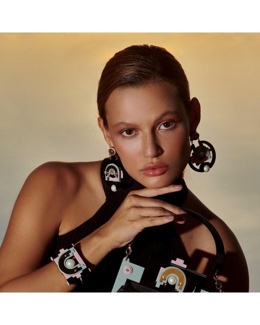 Gissa Bicalho Green Handmade Acrylic Earring Hoops Tikal