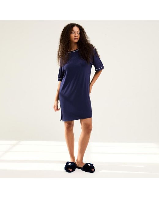Pretty You London Blue Bamboo Classic Tee Dress