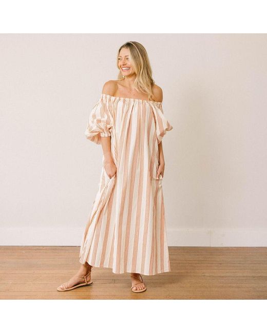 SUNSHINE TIENDA Pink Neutrals Cherry Pinstripe Ace Dress