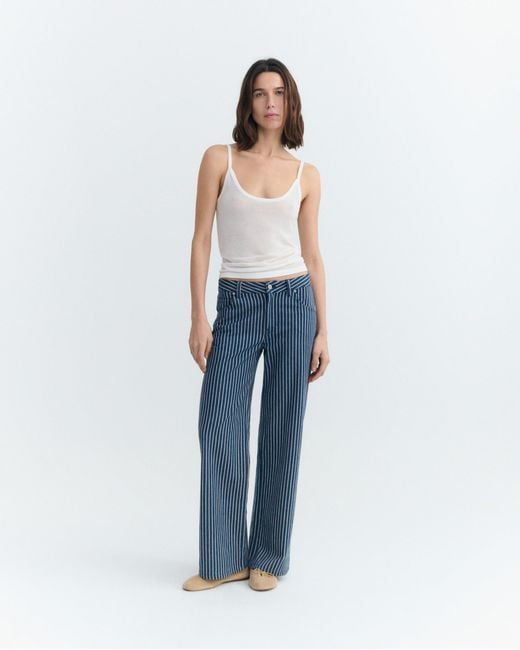 Thinking Mu Blue Low Rise Pants With Natural Dyed Stripes Railway Kettan