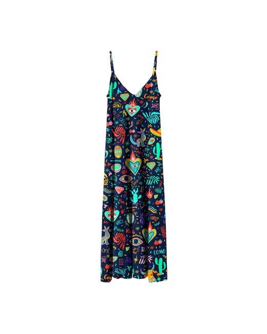 Aloha From Deer Blue Colorful Mexico Maxi Dress