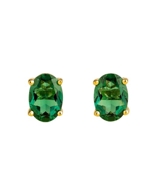 Juvetti Green Ova Gold Earrings Set With Emerald