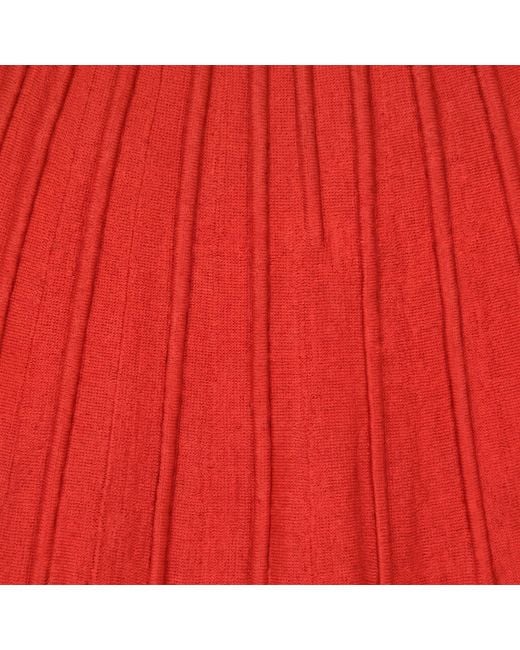 Modenaire Red Elegant Off-Shoulder Pleated Dress With A-Line Silhouette