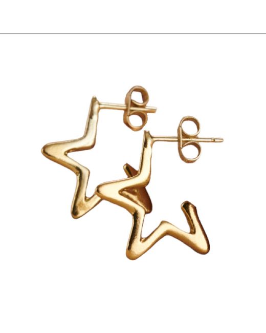 Posh Totty Designs Metallic Gold Plated Open Star Hoop Earrings