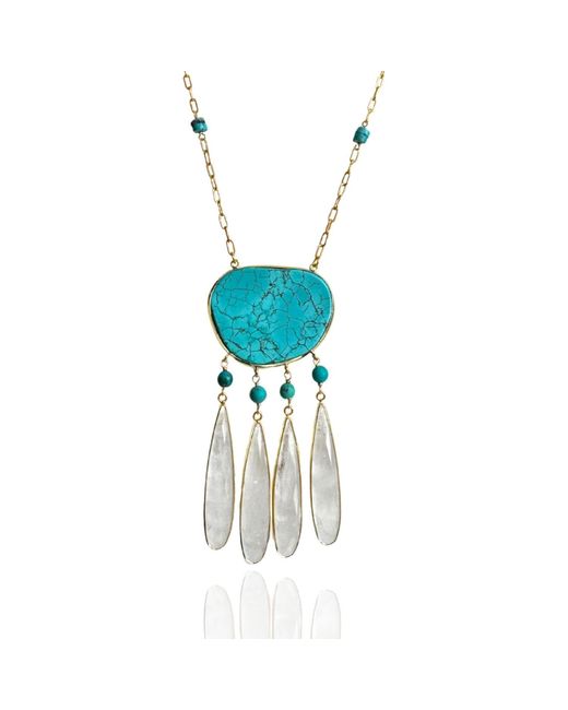 Rare Matters Jewelry Blue Dream Catcher Organic & Clear Quartz Necklace
