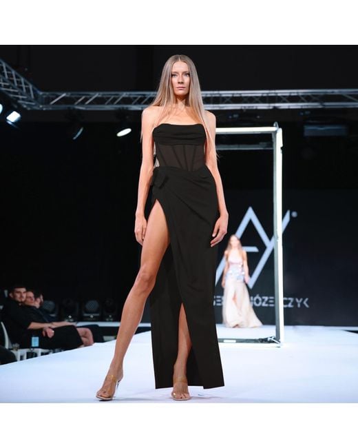Angelika Jozefczyk Black Corset Gown – Palermo High-Slit Strapless Evening Dress, Wedding Guest