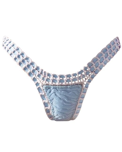 Luxsea Swimwear Blue Lyla Crochet Bikini Bottom