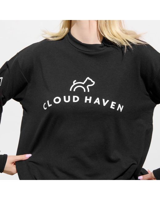 Cloud Haven Black Neutrals Boyfriend Logo Sweatshirt Espresso
