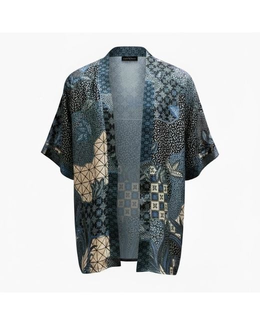 ORIGIN OF HEARTS Gray Nira Resort Satin Kimono Shirt for men