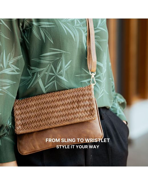 Hides Leather Co. Brown Luxury Leather Organizer – Clutch & Crossbody Tech Wallet