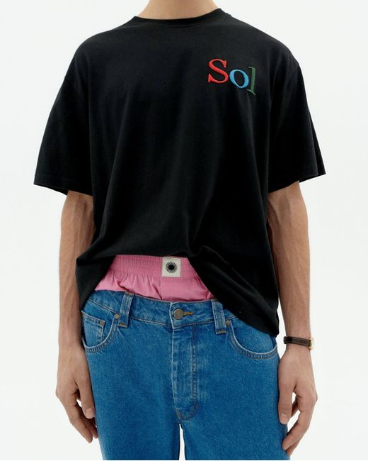 Thinking Mu Black Embroidered Sol Type Aaron Tshirt for men