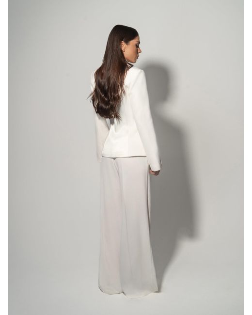 Tia Dorraine White Modern Power Asymmetric Tailored Blazer