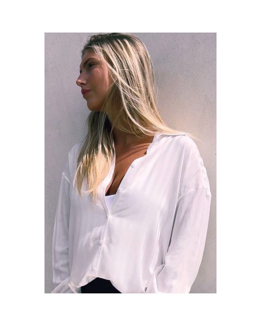 LAHIVE White Alexis Button Down Blouse