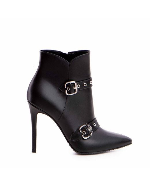 The 5Th Element Black Roux Leather Ankle Boots