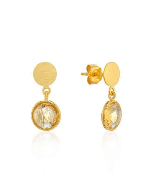 Auree Jewellery Metallic Salina Citrine & Vermeil Disc Earrings
