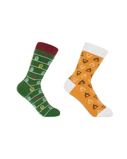 Peper Harow - Made in England Green Christmas Tree & Elements Mustard Socks Bundle