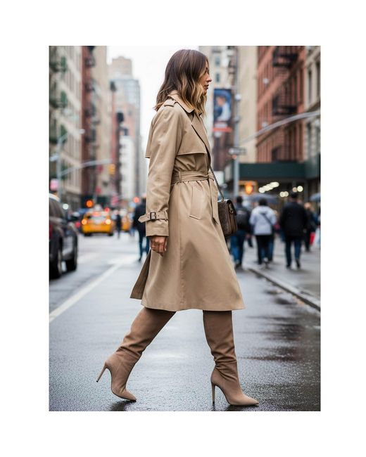 Beautiisoles by Robyn Shreiber Made in Italy Brown Neutrals Yara Comfortable Suede Tall High Heel Boot